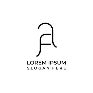 Monogram logosu harfi, bir logo harfi ve satır sanatı ile birleştirilmiş f.