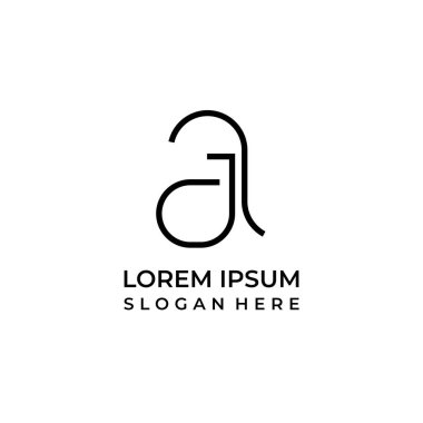 Harf aj monogram logosu, harf bir logo ile harf J harfi sanat tarzı.