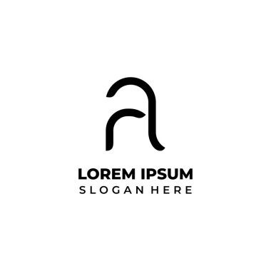AR harfi şeklinde monogram logosu, R harfi ile birleştirilmiş bir logo harfi, çizgi sanat logosu tarzı.