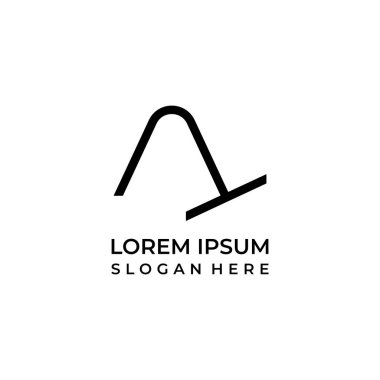 Harf logosu şeklinde monogram logosu, harfin logosu, büyük harf, büyük harf, çizgi sanat logosu ile birleştirilmiştir.