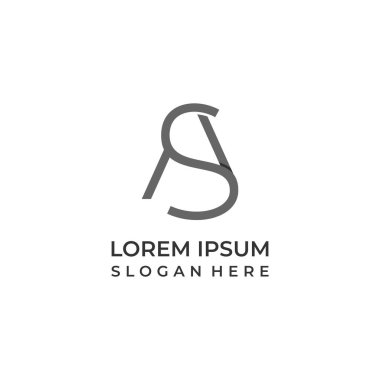 AS harfinin şeklindeki monogram logosu, A harfinin logosu büyük harflerle S harfinin birleşimi, çizgi sanatı logosu.