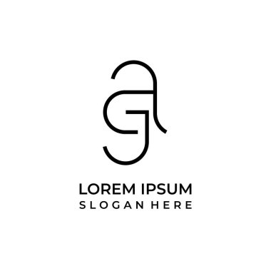 Vektör harfi aj monogram logosu, satır sanatı ile birleştirilmiş bir logo harfi J harfi