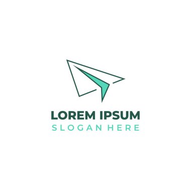 Vektör kağıt uçak logosu, yarı doğrusal. kağıt uçak simgesi