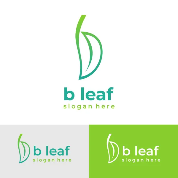 Vektör harfi b yaprağı logosu, ilk harf b basit yaprak simgesi ile birleştirilmiş
