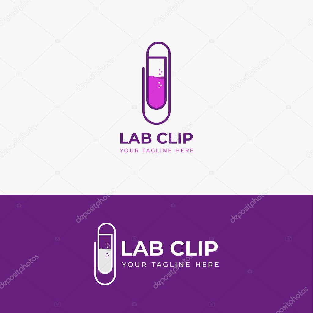 Paper Clip Lab Logo. Paperclip logo combination with other symbols