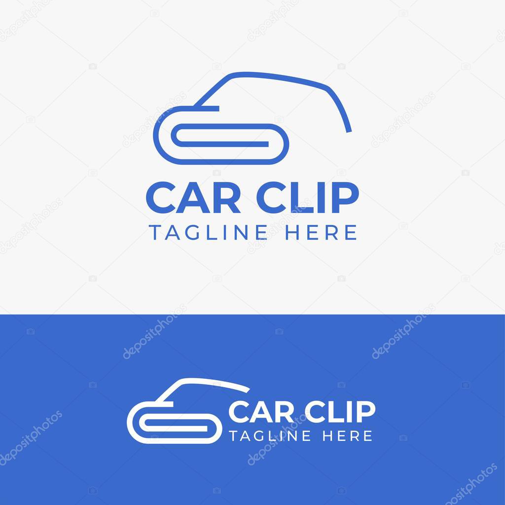 Paper Clip Car Logo. Paperclip logo combination with other symbols