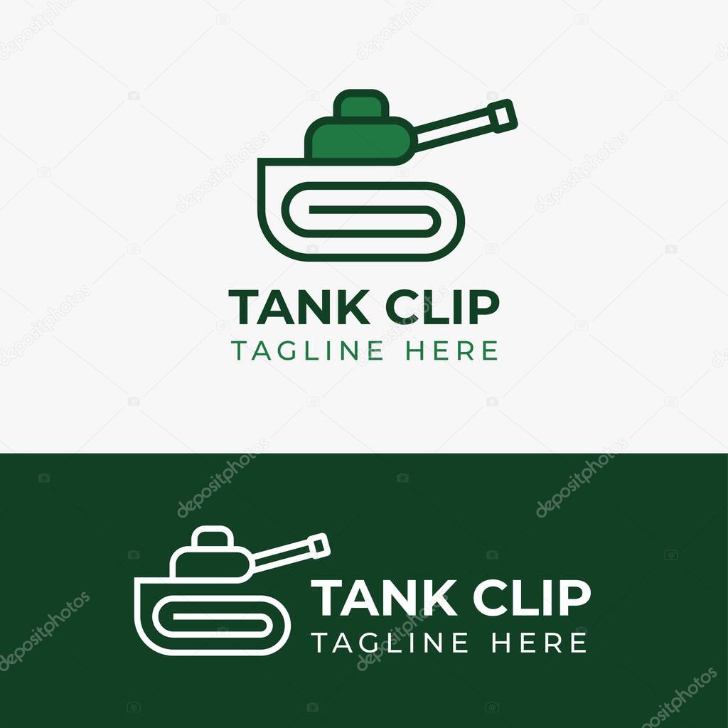 Paper Clip Tank Logo. Paperclip logo combination with other symbols