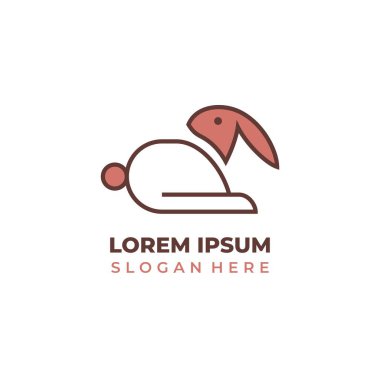 Kahverengi tavşan logo vektörü, çizgi ve şekil biçimi, tavşan simgesi veya sembol