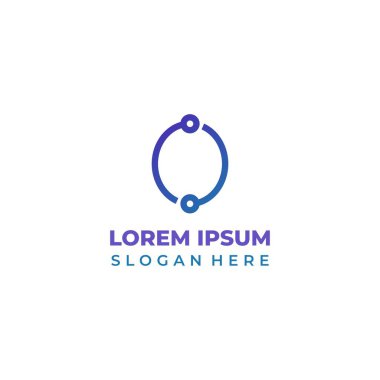 Baş harfi O olan vektör teknolojisi logosu, mavi ve lacivert çizgili. O harfi simgesi