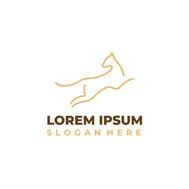 Vektör kaplan logosu zıplıyor ve geriye bakıyor, aslan simgesi çizgi stili
