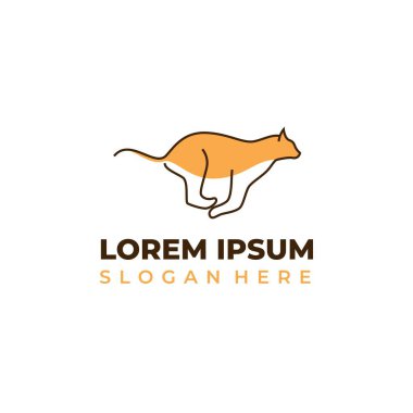 Vektör kaplan logosu çalışıyor, aslan simgesi çizgi sanatı stili