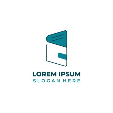 Vektör cüzdanı logosu doğrusal stil kombinasyonu, cüzdan simgesi