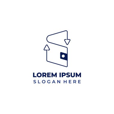 Vektör cüzdanı logosu doğrusal stil kombinasyonu, cüzdan simgesi