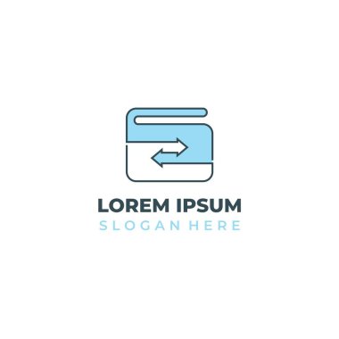 Vektör cüzdanı logosu doğrusal stil kombinasyonu, cüzdan simgesi