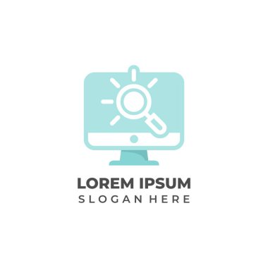 Parlak bilgisayar logosu teknoloji ve verimliliği temsil ediyor.