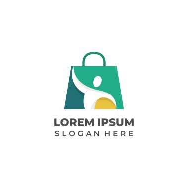 Perakende Markaları İçin İnsan Simgesi içeren Alışveriş Torbası Logosu