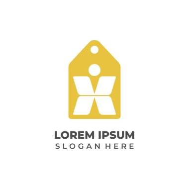 Perakende mağazaları için İnsan Simgesi ile Fiyat Etiketi Logosu