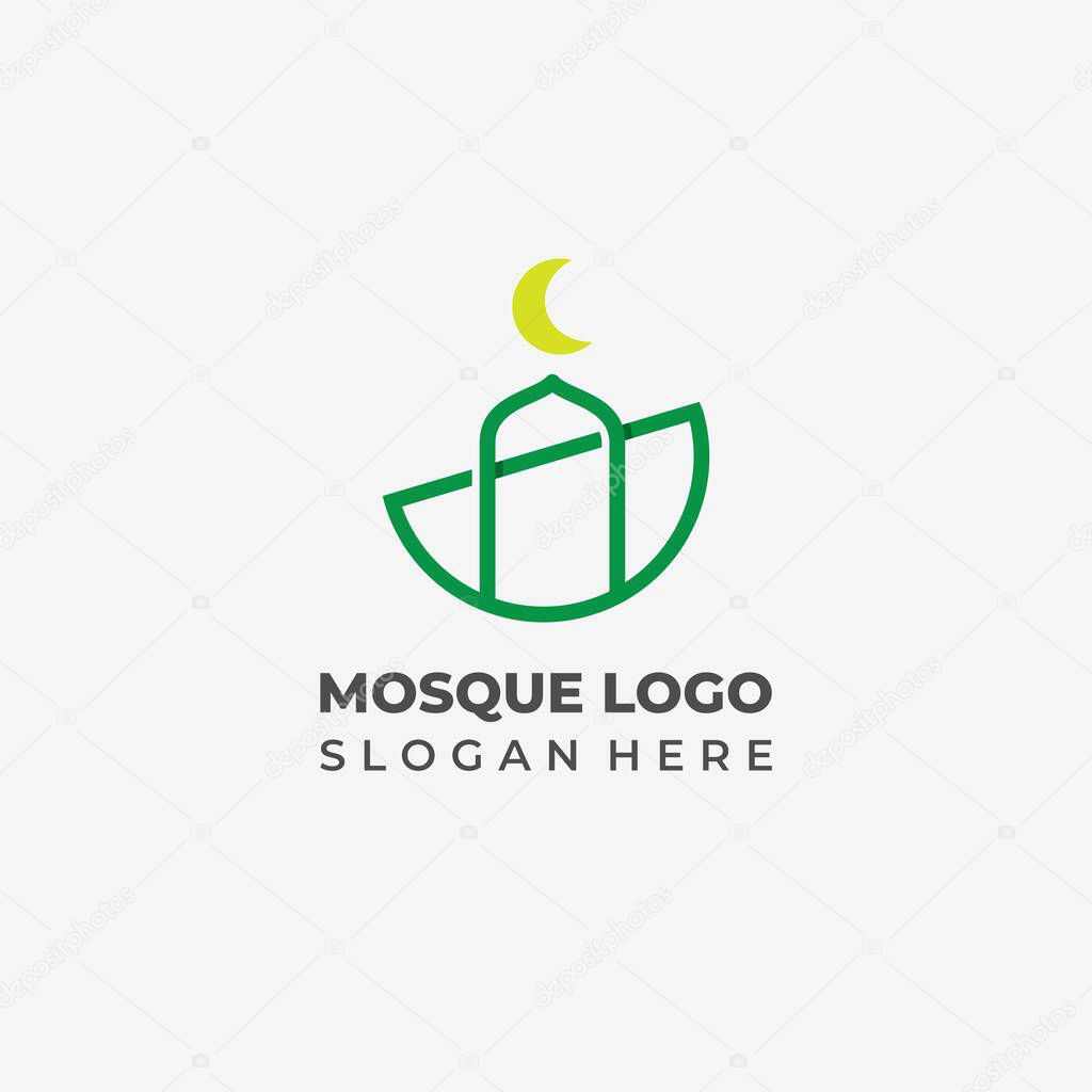 Modern Lineart Mosque Logo Design with a Simple Concept