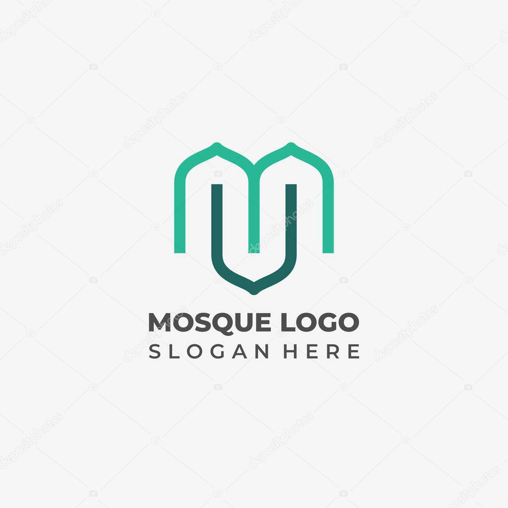 Modern Lineart Mosque Logo Design with a Simple Concept