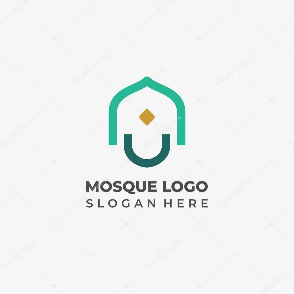Modern Lineart Mosque Logo Design with a Simple Concept