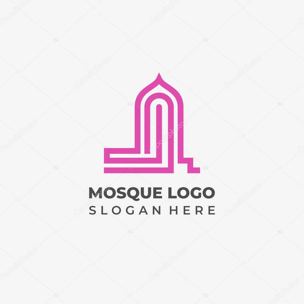Modern Lineart Mosque Logo Design with a Simple Concept