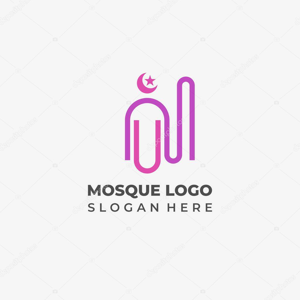 Modern Lineart Mosque Logo Design with a Simple Concept