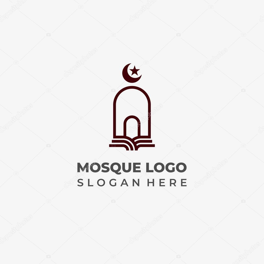 Modern Lineart Mosque Logo Design with a Simple Concept