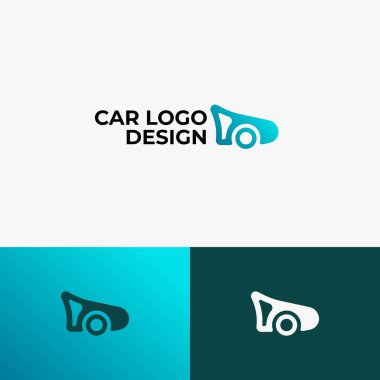 Cyan gradyan araba logosu, basit modern tarzda, temiz görünüş ve çekici görsel efektler..