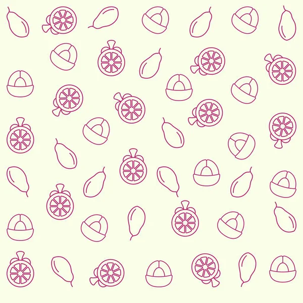 Papaya mangosteen salak meyve deseni, taze tropikal tasarım, yumuşak renk arkaplan