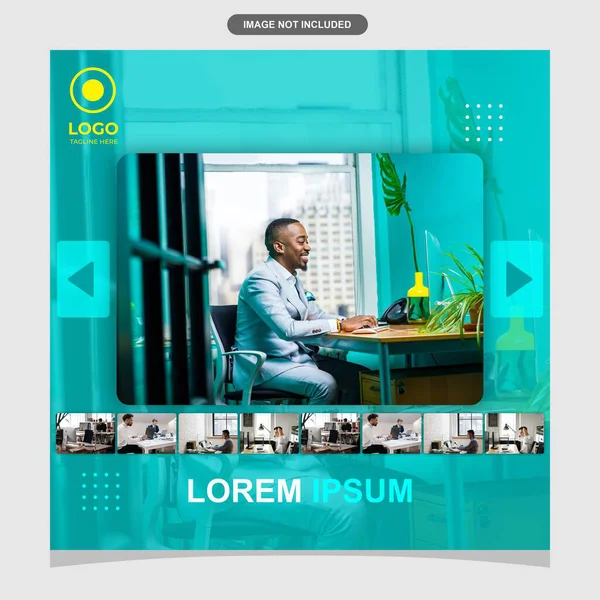 Zarif iş temalı afiş, Cyan rengini harmanlama, şirket logosunu vurgulama ve motivasyon sloganı.