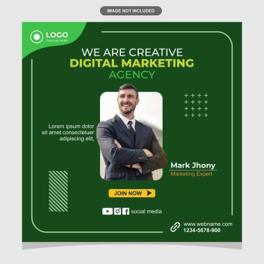 Modern Minimal Trendy Green Shaped Social Media ve Instagram Post