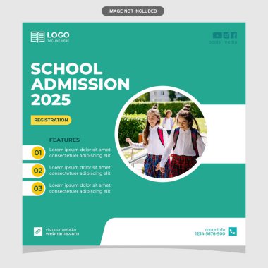 Okula kabul sosyal medyası ve web pankartı şablonu