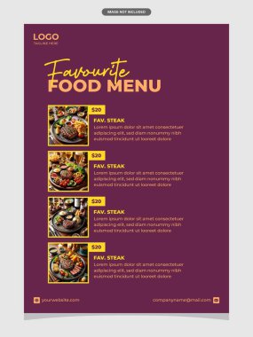 Yazdırma ve Dijital Basit Düzen için Profesyonel Gıda Menüsü