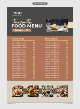 Büyüleyici dekorasyonlu yemek menüsü poster tasarımı