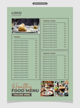 Sağlıklı mutfak işleri için çağdaş yemek menüsü şablonu