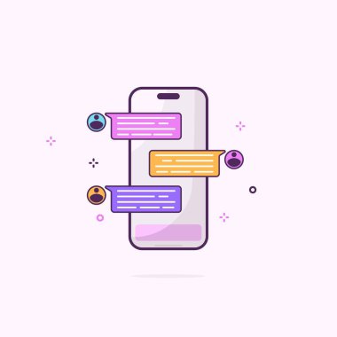 Sohbet sembollü bir cep telefonu tasviri