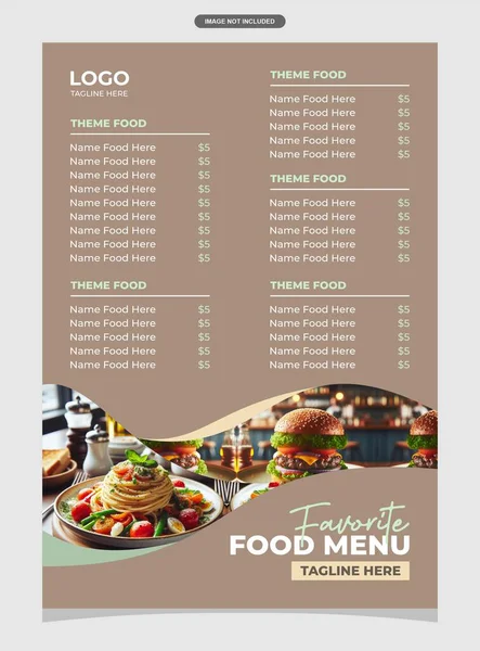 Klasik biçim fotoğraflı yemek menüsü vektörü tamamlandı