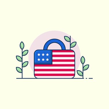Amerikan bayrağı temalı valiz zarif illüstrasyon tasarımı