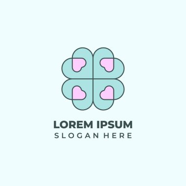 Sevimli aşk çiçeği logosu, sonsuz aşkın sembolü, zarif bir düğün.