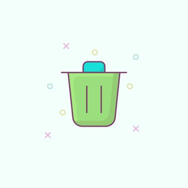 Temiz basit, şık, sevimli dijital element UI vektör çöp kutusu simgesi