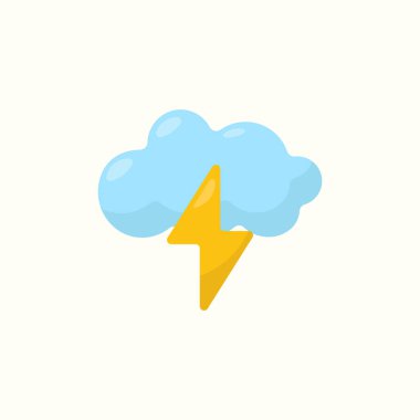 Yıldırımlı bulut tasviri. Şiddetli fırtına vektör simgesi.