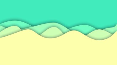 Taze 3D soyut kağıt kesimi arkaplan, nane ve sarı renkler ile karmaşık katmanlı şekilleri birleştirerek canlı ve çağdaş bir tarz için.