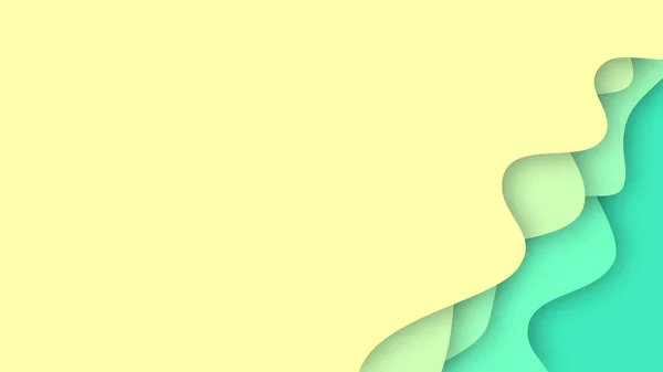 Taze 3D soyut kağıt kesimi arkaplan, nane ve sarı renkler ile karmaşık katmanlı şekilleri birleştirerek canlı ve çağdaş bir tarz için.