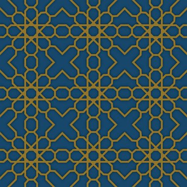 Ramazan bayramı ve ruhani projeler için uygun donanma arka plan vektöründeki İslami kahverengi geometrik desen.