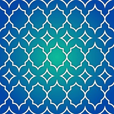 Donanma tonlarında zarif bir İslami şablon vektörü. Kültürel ve manevi tasarımlar için mükemmel..