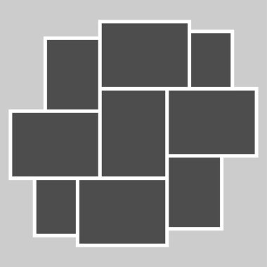 Boş fotoğraf çerçeveleri ile vektör ızgara şablonu, temiz, modern tasarım galeri resimlerini düzenlemek ve göstermek için tasarlanmıştır