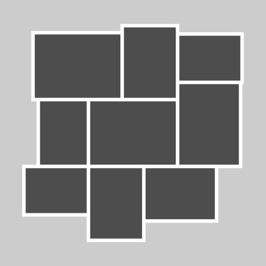 Boş fotoğraf çerçeveleri ile vektör ızgara şablonu, temiz, modern tasarım galeri resimlerini düzenlemek ve göstermek için tasarlanmıştır