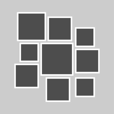 Boş fotoğraf çerçeveleri ile vektör ızgara şablonu, temiz, modern tasarım galeri resimlerini düzenlemek ve göstermek için tasarlanmıştır