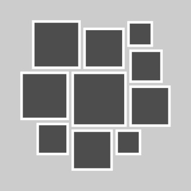 Boş fotoğraf çerçeveleri ile vektör ızgara şablonu, temiz, modern tasarım galeri resimlerini düzenlemek ve göstermek için tasarlanmıştır