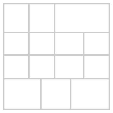 Boş beyaz fotoğraf çerçevelerine sahip minimalist vektör kolajı, kişiselleştirilmiş fotoğraf düzeni veya dijital galeri tasarımı için mükemmel